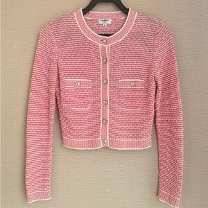 Authentic CHANEL Pink and Cream Women's Cardigan
